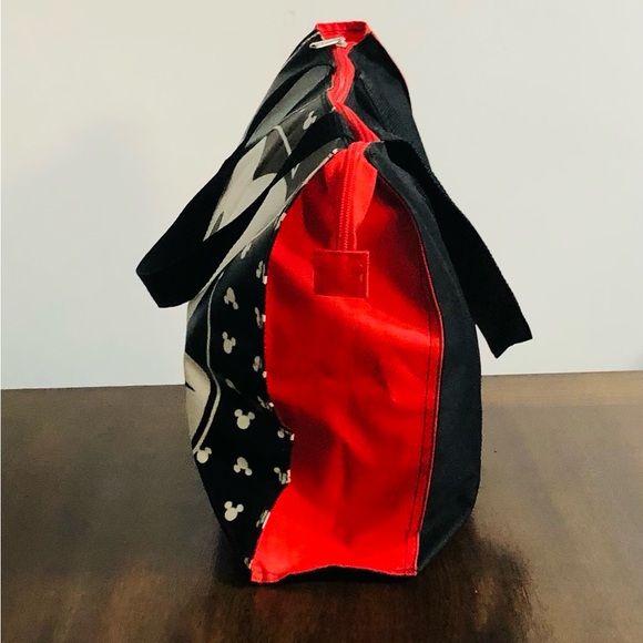 Disney Mickey Mouse shoulder tote bag top zipper black red. 14”HX15”W - Picture 2 of 7